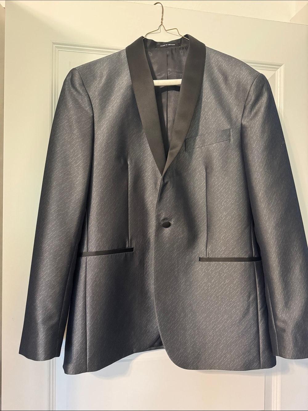 Kenneth Cole Charcoal Gray Shawl Collar Tuxedo Blazer